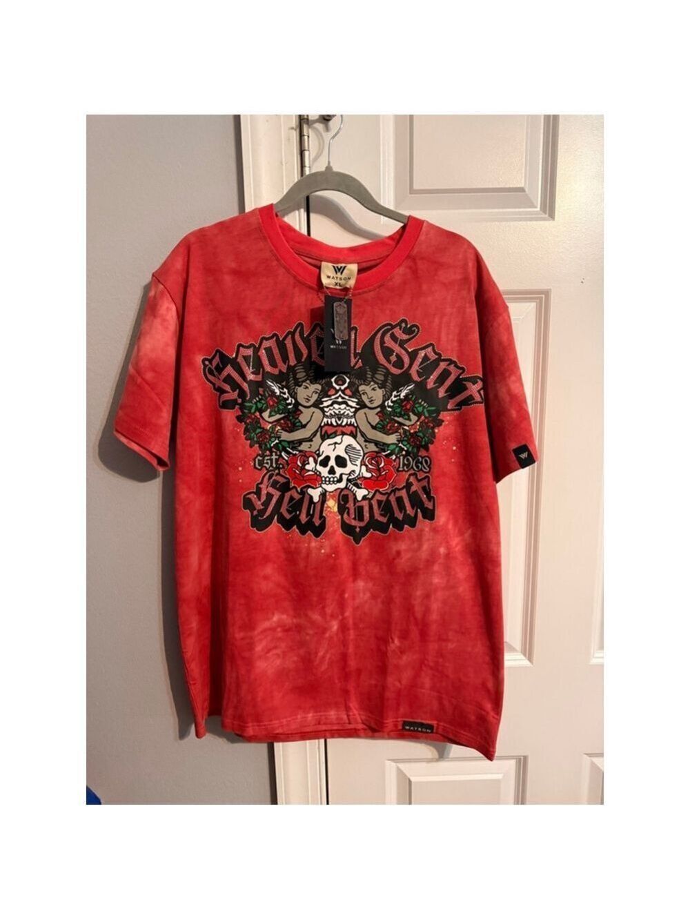 Men's WATSON Red & Black Graphic Short Sleeve Tee XL